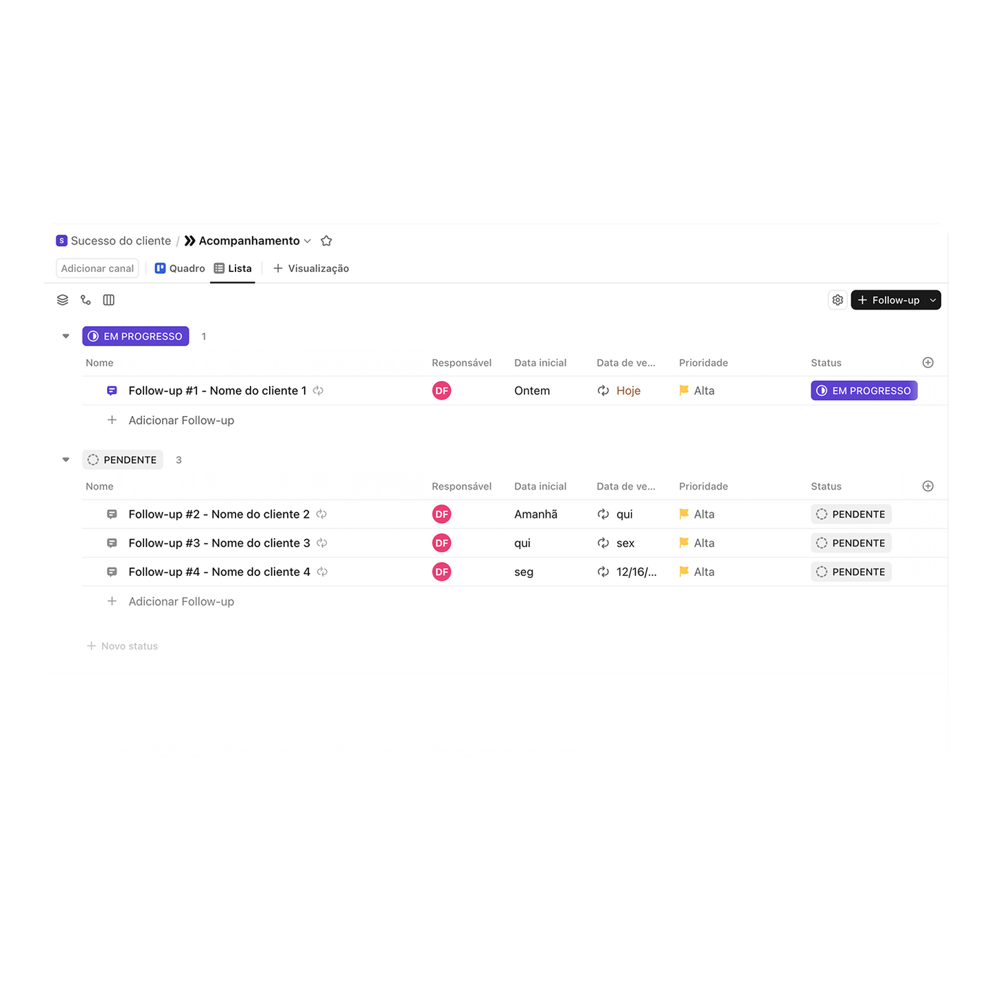 Template ClickUp Customer Success